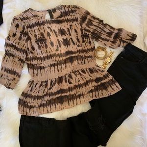 Babydoll Peplum Keyhole Peekaboo back Blouse